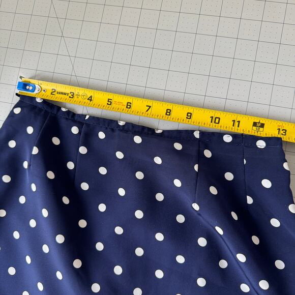 Vintage 80s Navy Blue Polka Dot Skirt Handmade Pinup Pencil Petite Small - Picture 9 of 16